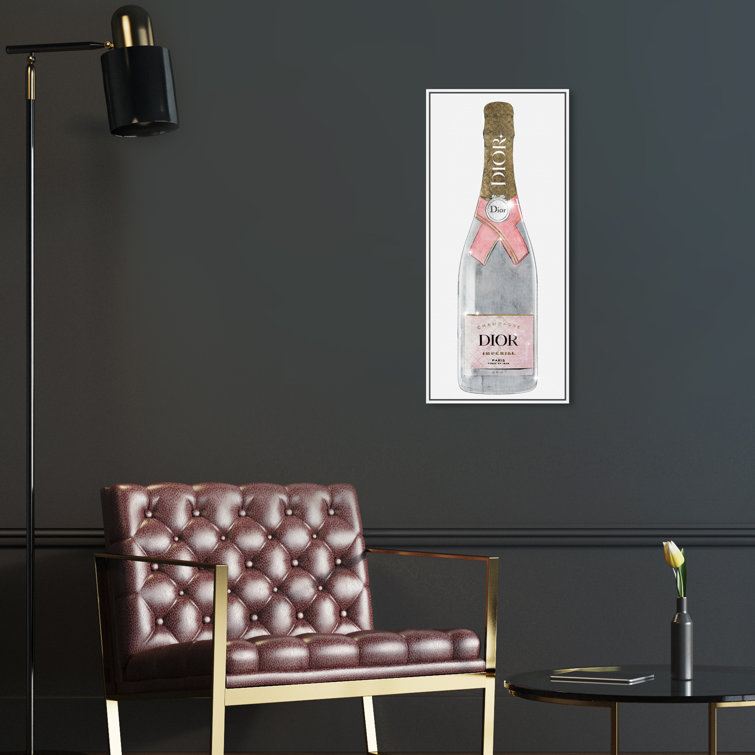 Miss Miss Champagne Tall, Luxury French Champagne Modern Gold Framed On  Canvas Print